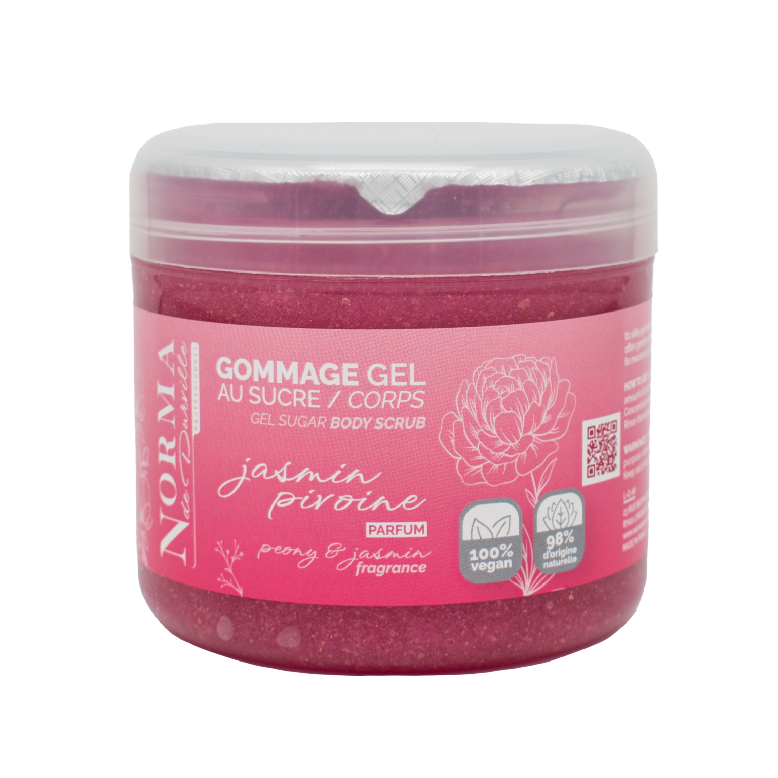 GOMMAGE GEL AU SUCRE parfum jasmin pivoine pot de 400 g